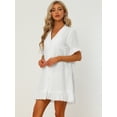 thumbnail image 3 of DARING DIVA Button Front Ruffle Hem Cover Ups Dress M White, 3 of 6