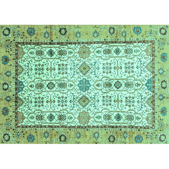 Ahgly Company Indoor Rectangle Abstract Turquoise Blue Modern Area Rugs, 3' x 5'