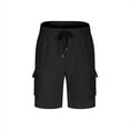 thumbnail image 4 of Havenre Men's Cargo Shorts Lightweight Drawstring Elastic Waist Relaxed Fit Cotton Casual Outdoor Lightweight Work Shorts with Multi Pockets Black S, 4 of 8