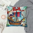 thumbnail image 2 of FUMJ Throw Pillow Cover Cute Cartoon Pirate Kid with Parrot Ship on Ocean Sea  Pillow Case Decorative for Sofa Couch Chair Bedroom, 2 of 5