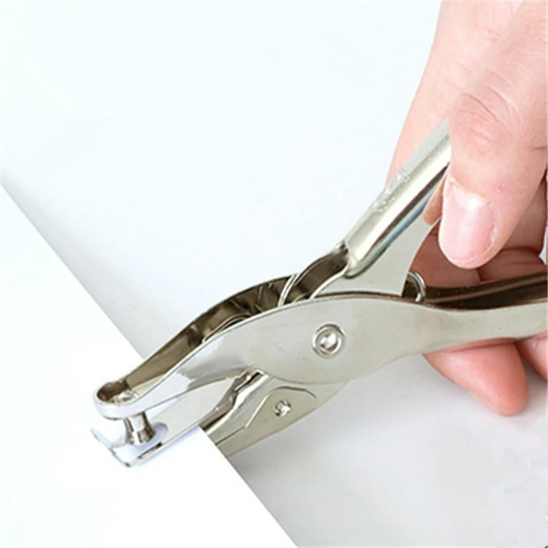 Hevirgo 6mm Hole Puncher Single-Hole Multifunctional Metal Hole Punch Pliers for Ticket Silver Metal