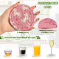 thumbnail image 3 of Haosy Set of 6 Drink Woven Coaster with Holder Heat Resistant Non-Slip Bar Coasters 4 Inches White Dogs on Pink Grass, 3 of 7