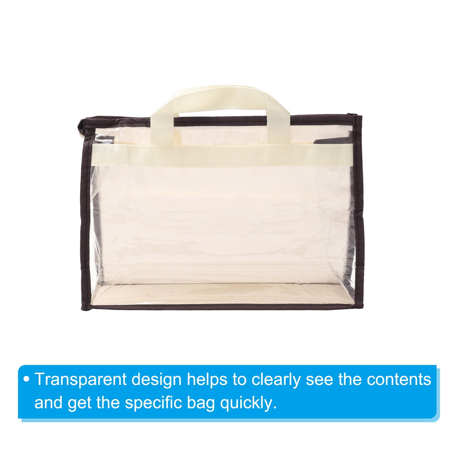 Unique Bargains Durable Handbag Dust Bags Clear Purse Storage Organizer Cover 12.60"x4.13"x8.66" Beige