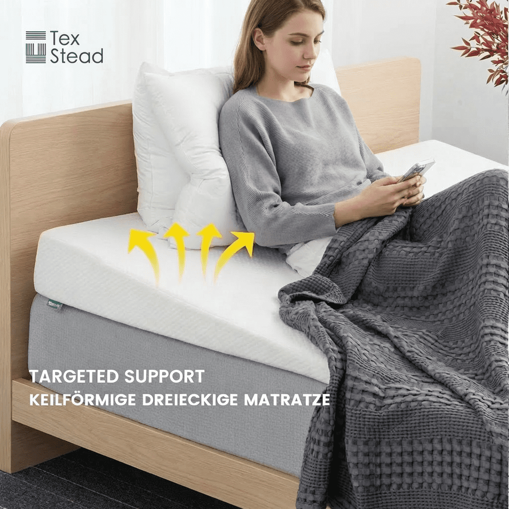 CHARRYARN Bed Wedge Pillow Twin with Memory Foam Top, 5.5 Inch Incline Foam Support Wedge Pillow, Wedge Mattress Elevator with Washable Cover,King,White