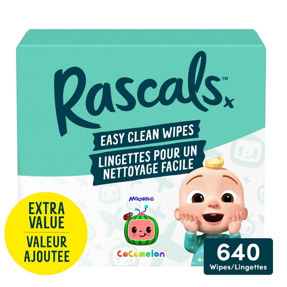 Rascals Easy Clean Baby Wipes, 640 Count