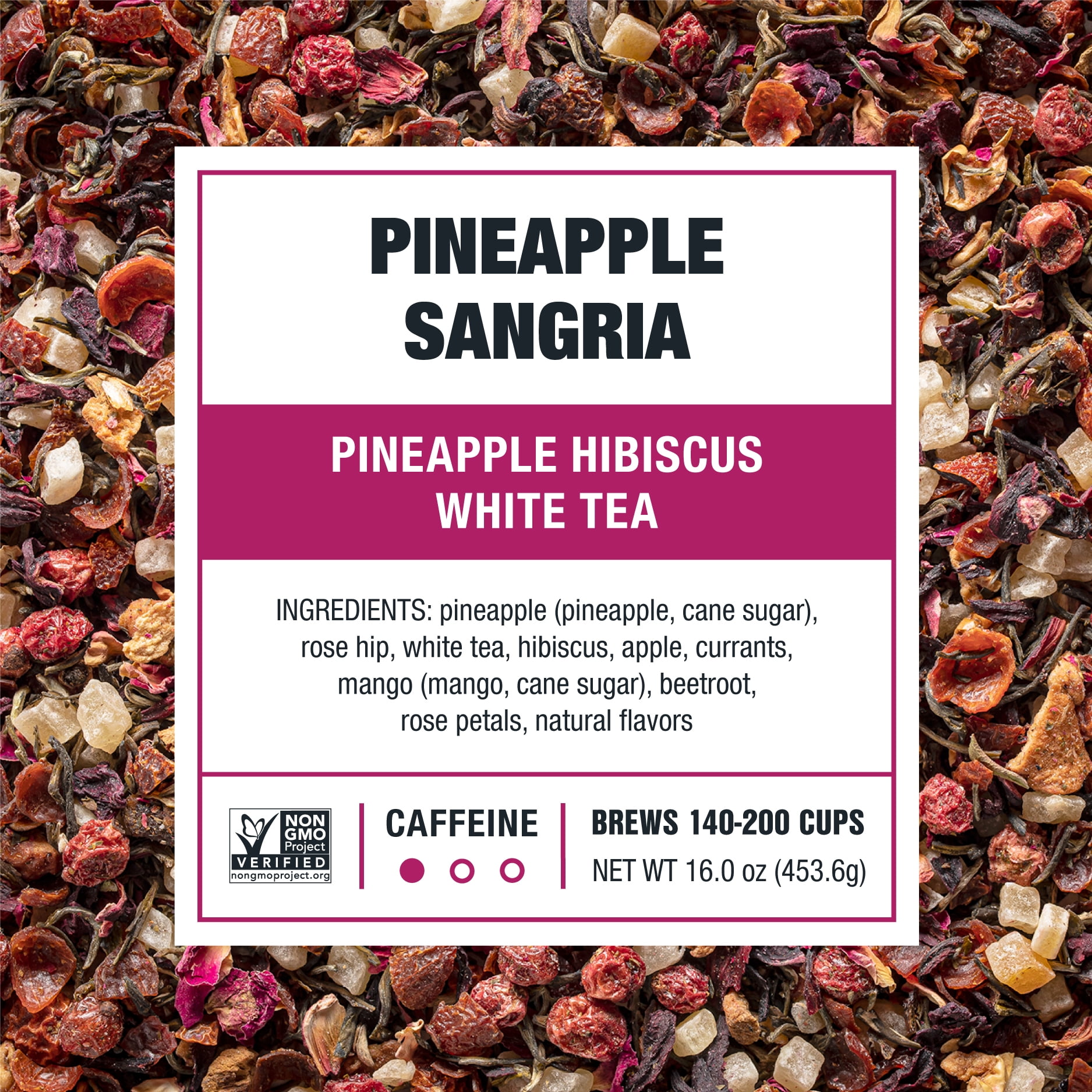 Tiesta Tea - Pineapple Sangria, Pineapple Hibiscus White Tea, Low Caffeine,Make Hot or Iced Tea & Brews Up to 200 Cups - 16 oz Resealable Bulk Pouch