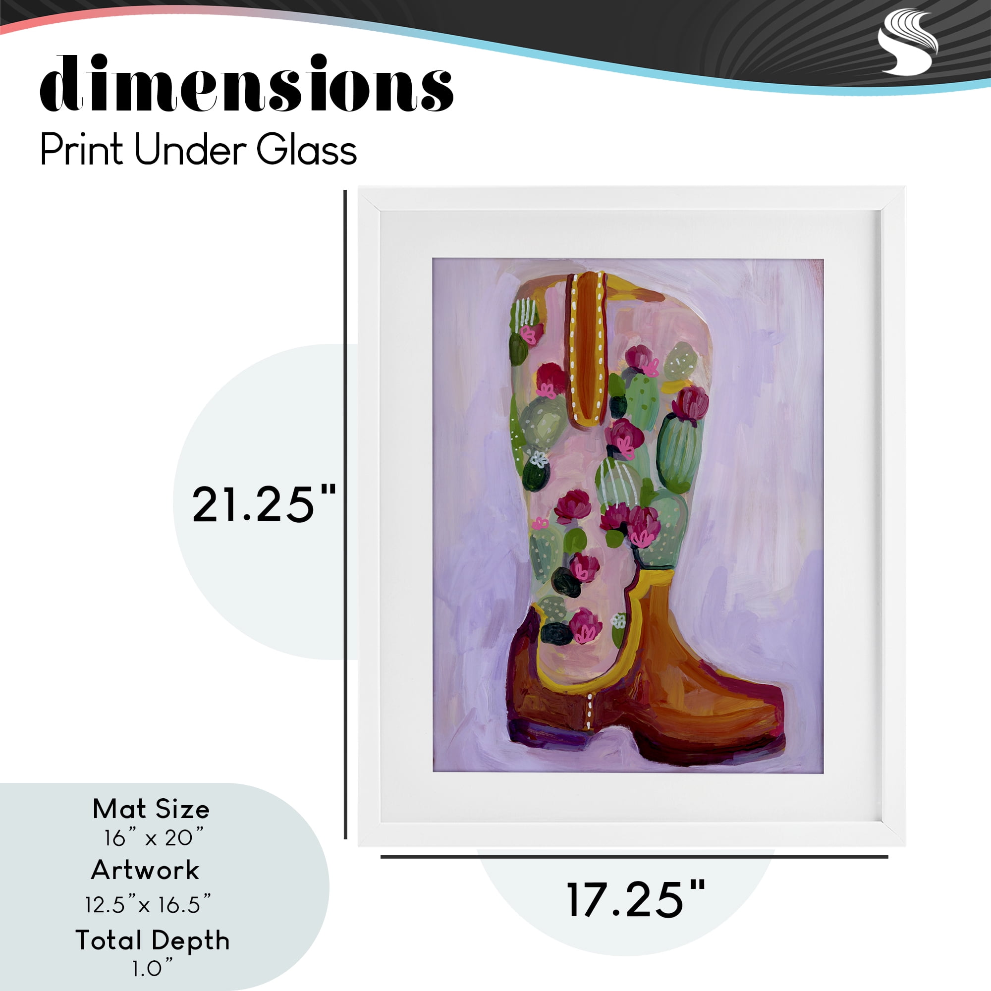 Desert Day Dream Boots White Framed Print Under Glass, design by Ashley Davis