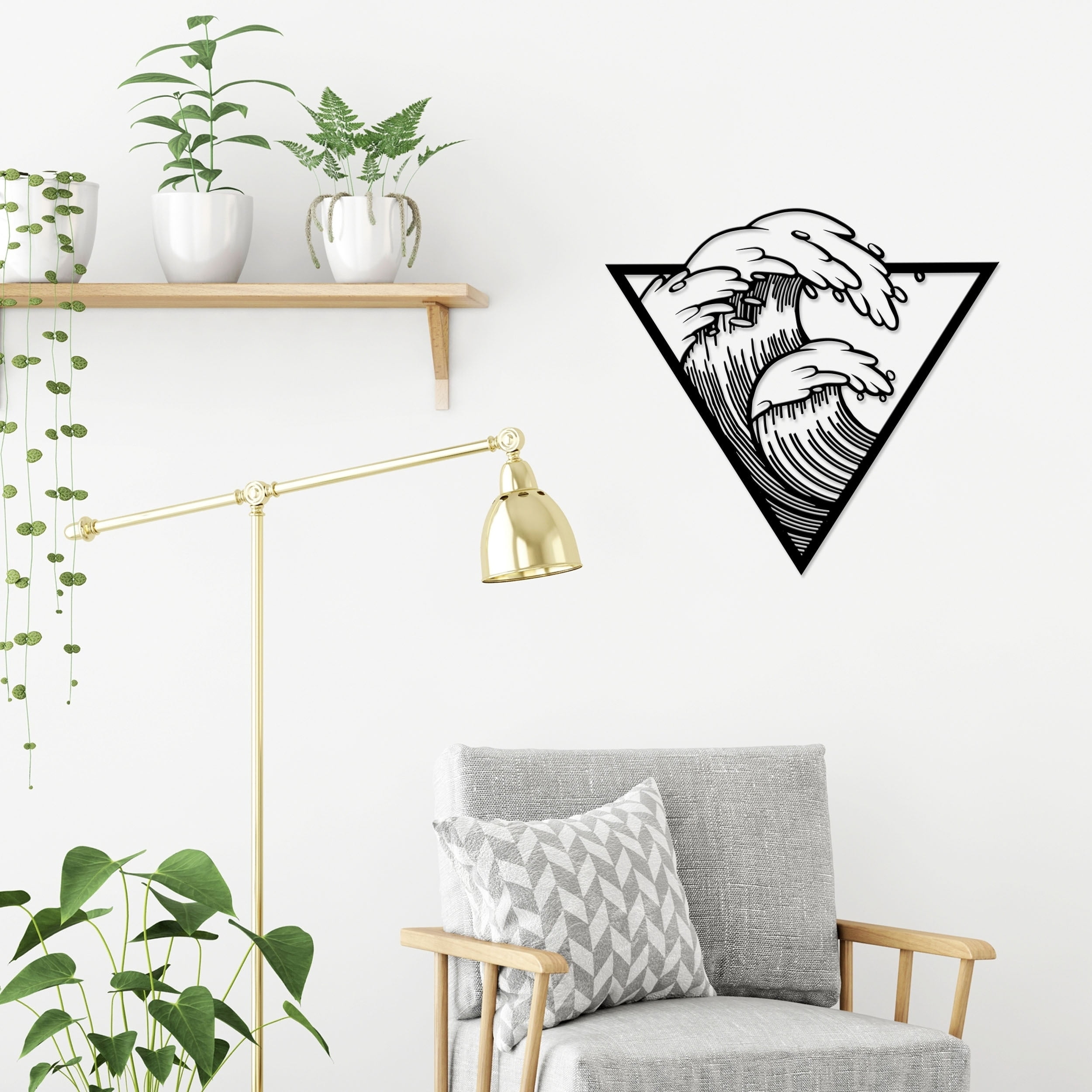 Ada Home Decor Furniture Black Waves Modern Metal Wall Art