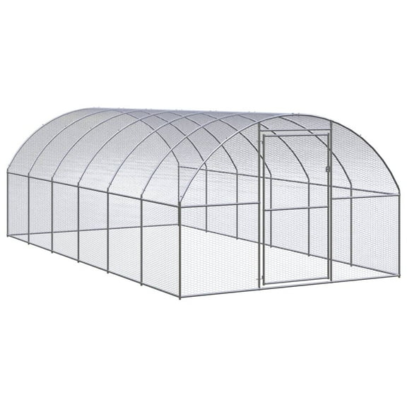 vidaXL Outdoor Chicken Coop 9.8'x19.7'x6.6' Galvanized Steel