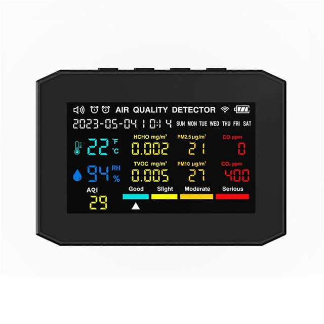 Air Quality Monitor Indoor, Air Quality Detector, CO2 Monitor Black