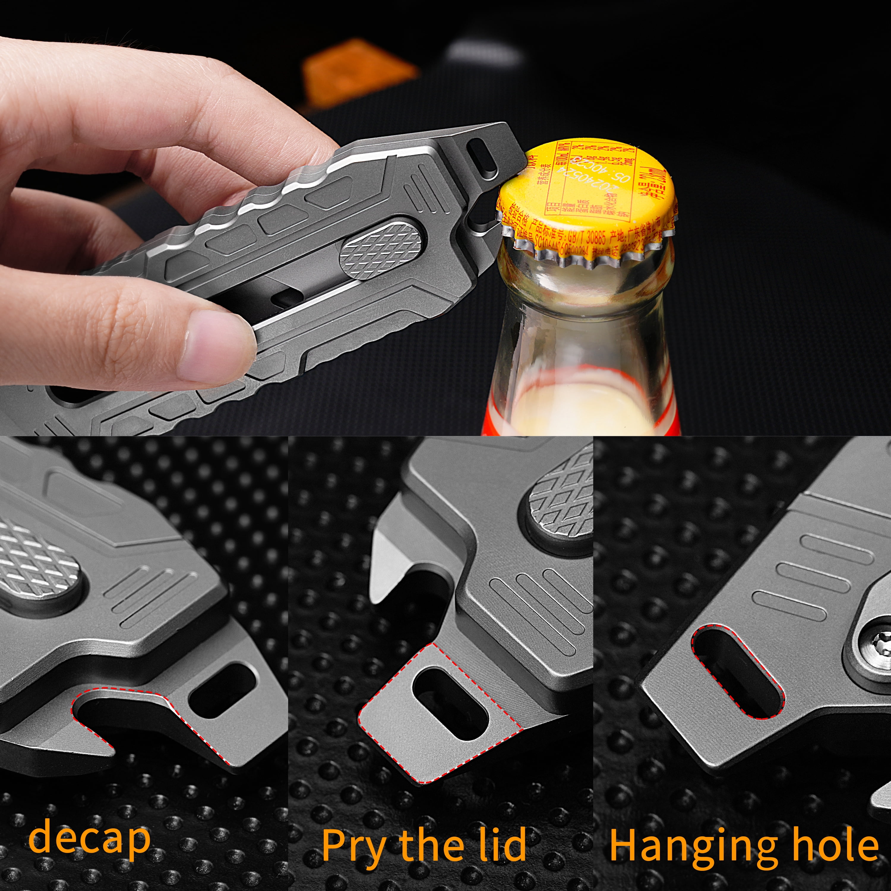 Titanium Retractable Pocket Knife 6 inch Utility Knife with 10pcs Carbon Steel Blades