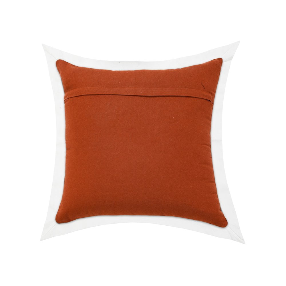 Harlow Hill Cinnamon/White Bordered Contemporary Cotton Throw Pillow Cover, 20" x 20"