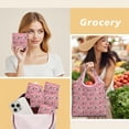 thumbnail image 6 of 5 Pack Foldable Shopping Bag,Pink Christmas Santa and Tree Pattern Reusable Grocery Bags with Pockets,Large Reusable Tote Bags with Handles Waterproof & Lightweight, 6 of 6