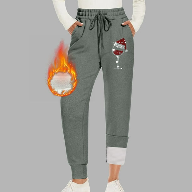 zanvin gift for her,Women's Sherpa Lined Sweatpants Christmas