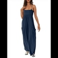 thumbnail image 2 of de Verano para Mujer, de una Pieza, con Tirantes Finos y Pierna , con Bolsillos Azul Marino XXL, 2 of 7