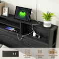 thumbnail image 4 of Yoneston Full Size Bed Frame with Storage Headboard, Metal Platform Bed for Charging Station & Bookcase Storage, No Box Spring Needed, Easy Assembly, Black, 4 of 7