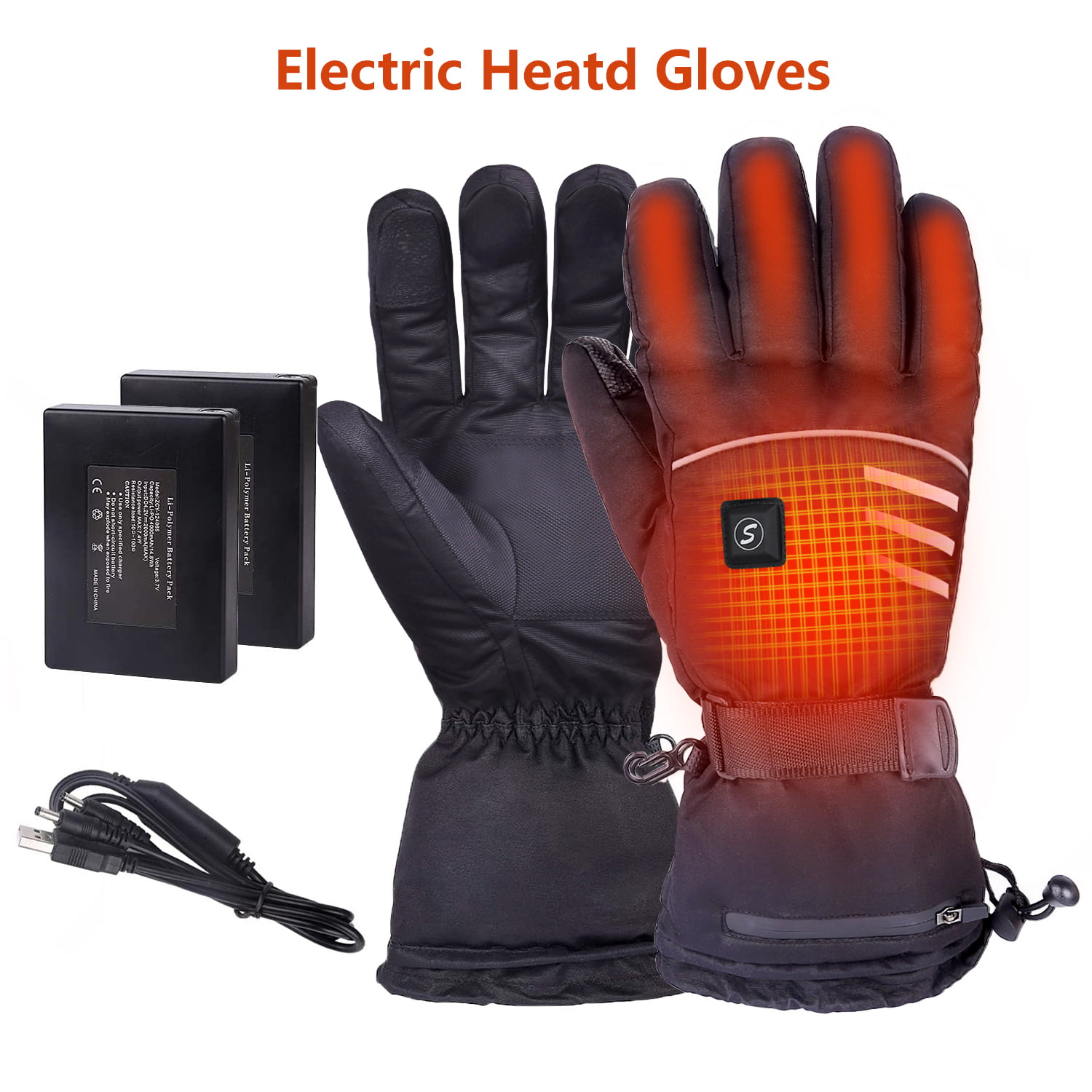Rechargeable Battery Heated Motorcycle Gloves Winter Waterproof Hand Warm Unisex