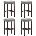 thumbnail image 1 of Giantex 29 Inch Backless Counter Height Stools, Upholstered Counter Saddle Chairs w/Thick Cushion & Solid Wood Legs (Gray,4), 1 of 8
