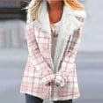 thumbnail image 2 of Fashion Winter Warm Jackets for Womens Plus Size Zip Up Plaid Printed Fashionable Long Sleeved Pocket Composite Plush Button Coat, 2 of 5