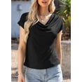 thumbnail image 6 of Eytino Cowl Neck Blouses for Women Dressy Casual Short Sleeve Spring Summer Tops Work Office Shirts, 6 of 9