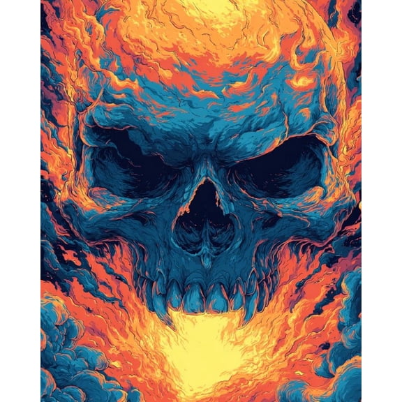 Paint by Numbers for Adults Kids Beginner Flaming Skull DIY Acrylic Painting by Numbers Kits with Brushes Acrylic Pigment Home Decoration Gifts 16 x 20 inch
