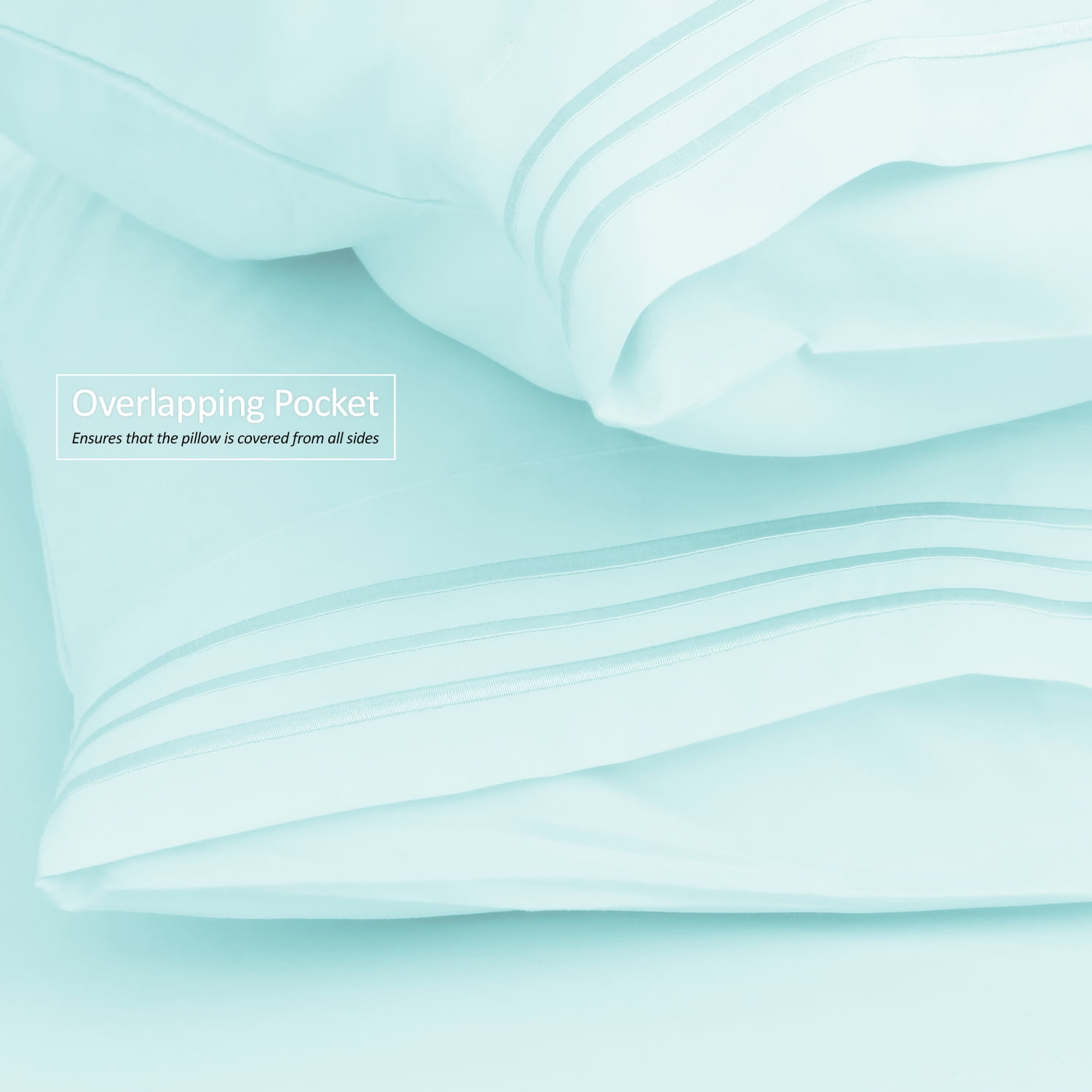 Clara Clark Premier 1800 Microfiber Collection 3-Line Bed Sheet Set, Split King Size, Light Baby Blue
