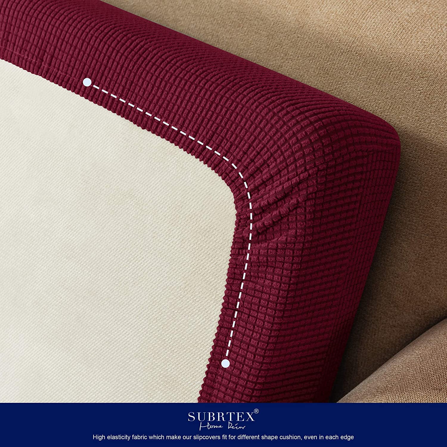 Stretch Sofa Seat Cushion Cover Couch Covers Furniture Protector (Armchair, Wine)