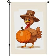 Thanksgiving Turkey Garden Flag for Outdoor for Backyard House Decoration, 28x40 Inches Happy Thanskgiving Turkey Outdoor Garden Flags Cartoon Thanksgiving Day House Flag