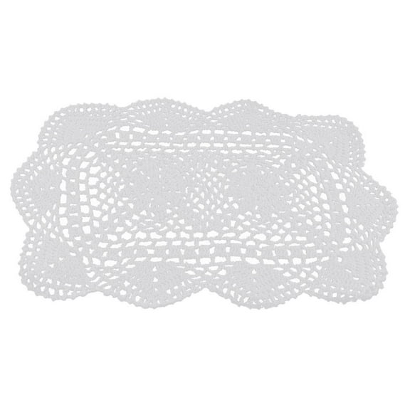 Rectangle White Hand Crochet Doily Doilies Decorative Floral Table Mats