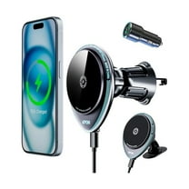 Magsafe Car Phone Holder Charger - 15W Fast Wireless Charging Mount for iPhone 16/15/14/13/12 & Samsung Galaxy S23 - Air Vent/Dashboard Car Mount with Magnetic Charging