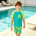 thumbnail image 2 of Toddler Boy Outfits Graphic Print Short Sleeve Crew Neck T-Shirt Top And Shorts 2 Piece Beach Wear Baby Boys' Clothing Sets Size 3-4 Years, 2 of 6