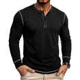 thumbnail image 2 of hotojiny Men's Long Sleeve Henley Shirts Crew Neck Button Spring Casual T-Shirts Soft Comfy Basic Tops(Black,Large), 2 of 7