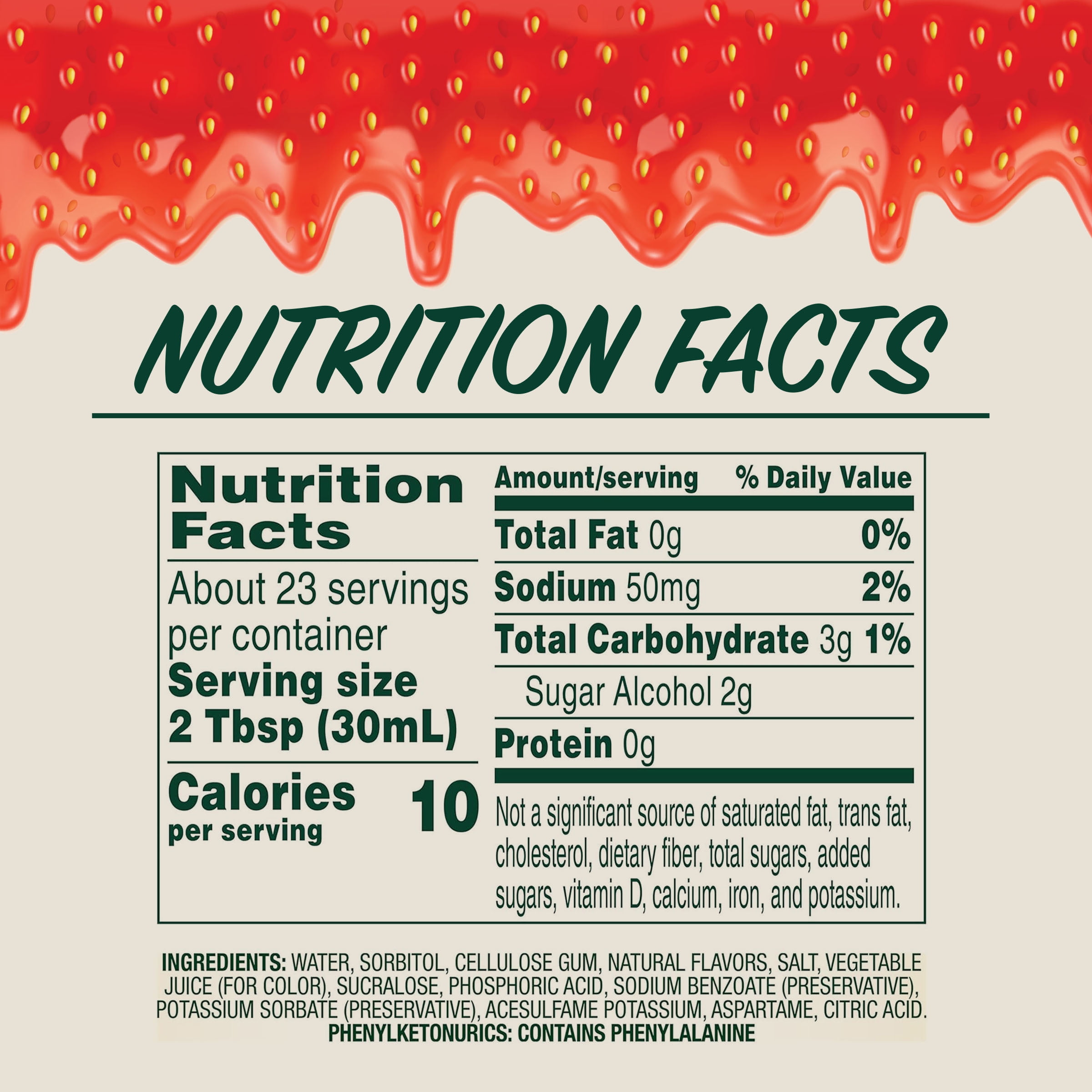 (2 pack) Maple Grove Farms Sugar Free Strawberry Syrup, Low Calorie Syrup, 24 fl oz Bottle