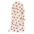 thumbnail image 3 of Arlun Valentine's Day Sleepwear Robes for Women Flannel Cute Heart Print Soft Comfy Long Sleeve Button down Bathrobe Casual Lapel Loose Winter Warm Loungewear with Pockets Red XL, 3 of 8