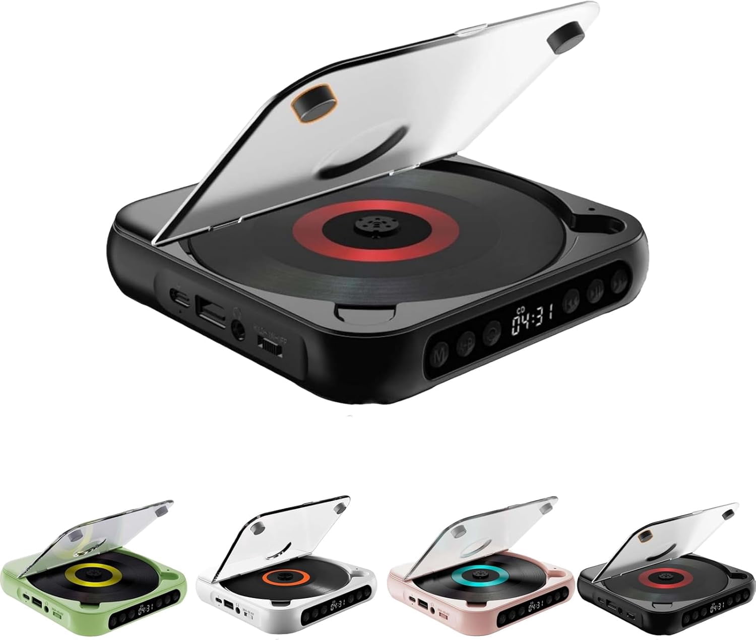 Portable Bluetooth CD Player with Led Display, Portable Bluetooth Compatible CD Player, Rechargeable Wireless CDs Player, USB/Sd/Aux/Fm for Home, Car & Outdoor (Green)