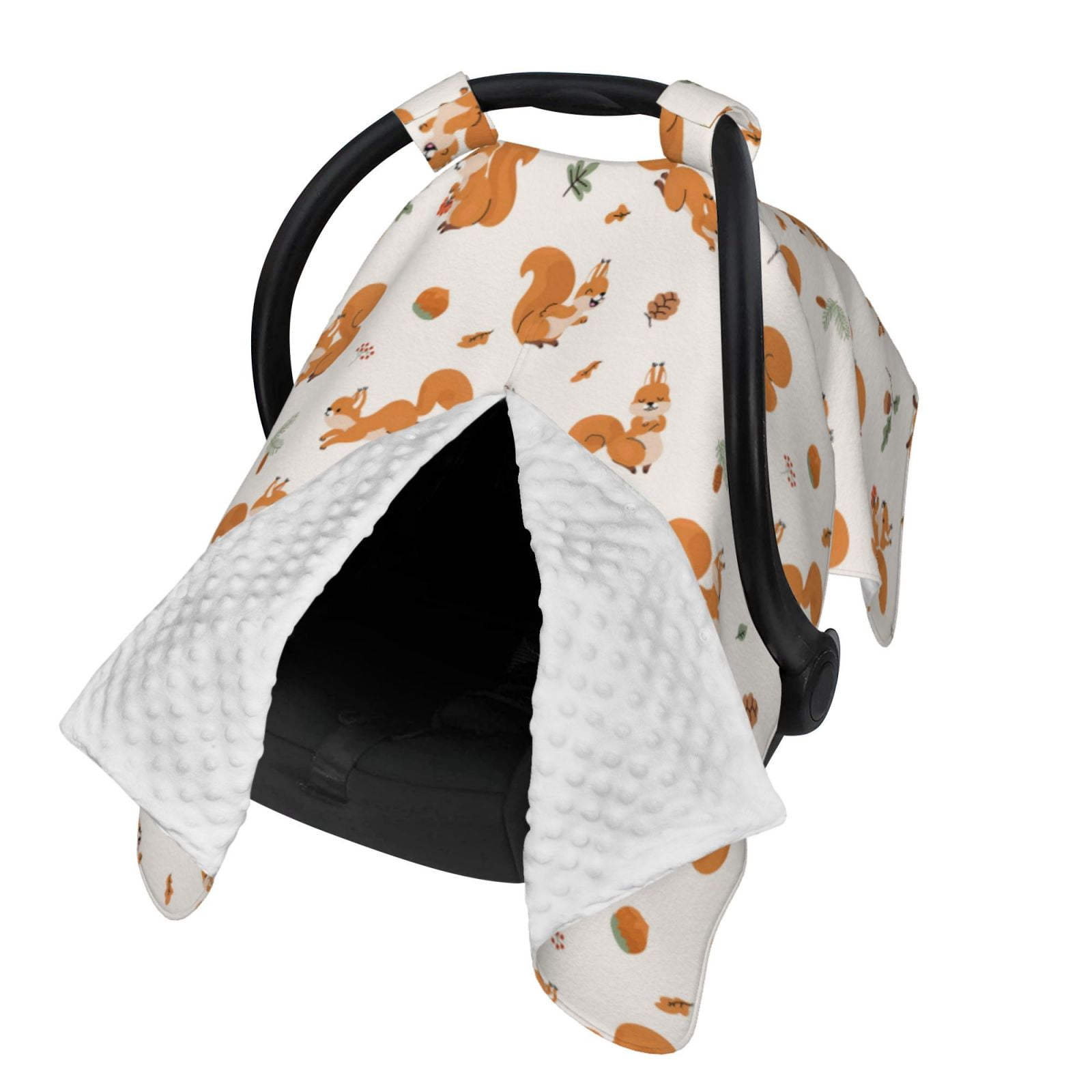 Naloa Cute Squirrel Fall Baby Car Seat Cover, Breathable Baby Carrier Cover, Multiuse Baby Carrier Cover & Nursing Breastfeeding Cover
