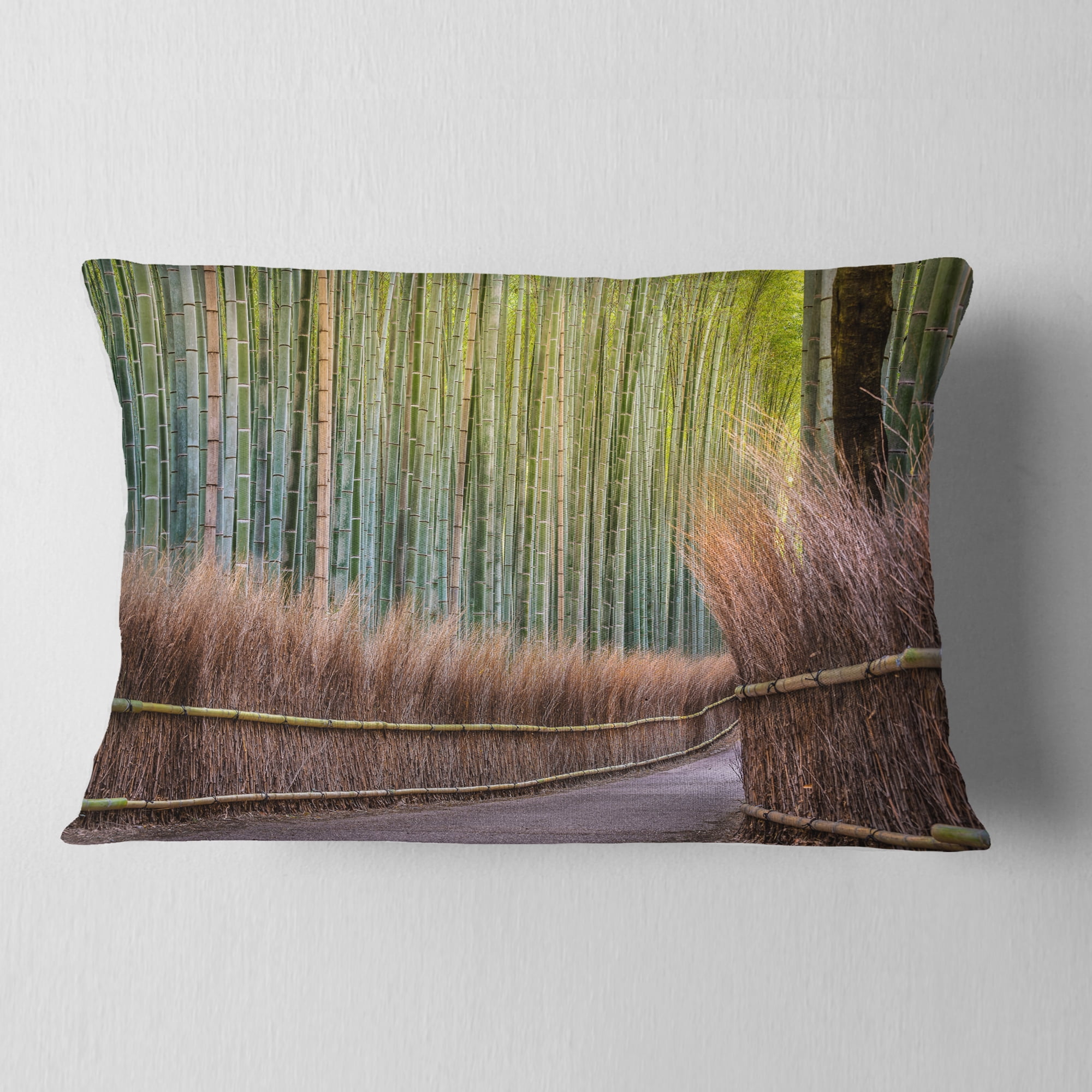 Designart 12" x 20" Green Polyester Throw Pillow