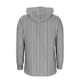 thumbnail image 5 of YYDGH Women's Hoodies Sweatshirts Striped Henley V Neck Button Hooded Pullover Tops Casual Lightweight Drawstring Long Sleeve Shirts Gray S, 5 of 5
