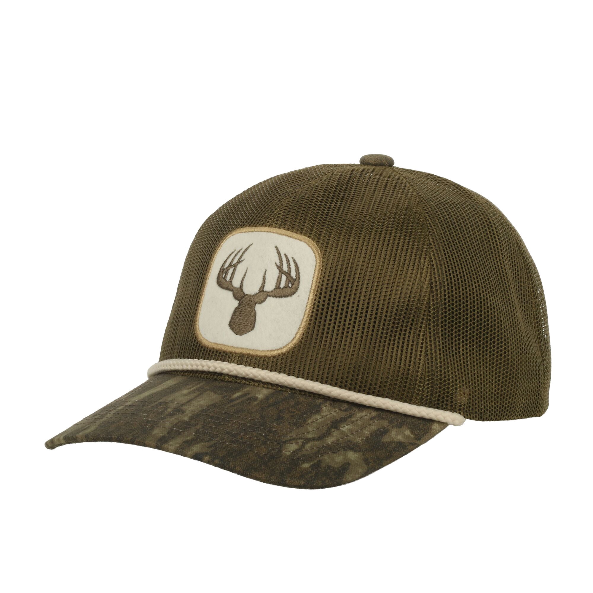 Mossy Oak® New Bottomland Camo Trucker Hat – Unstructured, Felt Patch, Snapback, One Size