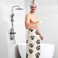 thumbnail image 5 of Colevkie Men's Quick Drying Bath Skirt & Shower Towel Set Soft and Absorbent Beach Towel Shower Skirt Bath Wrap Set for Spa Sauna Home 2 Pcs Printed Puppy Footprints Pattern, 5 of 7