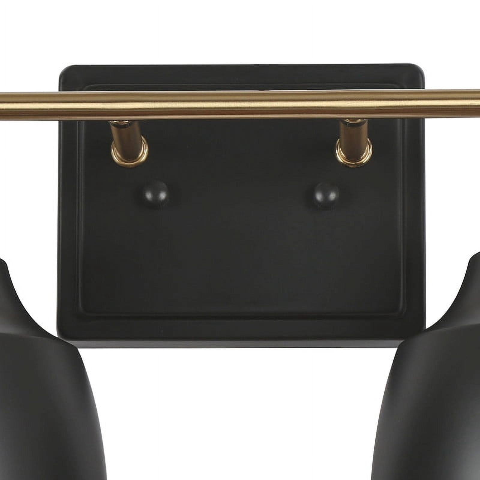 LNC 2-Light Bathroom Vanity Light in Matte Black and Gold, Modern Metal Wall Fixture