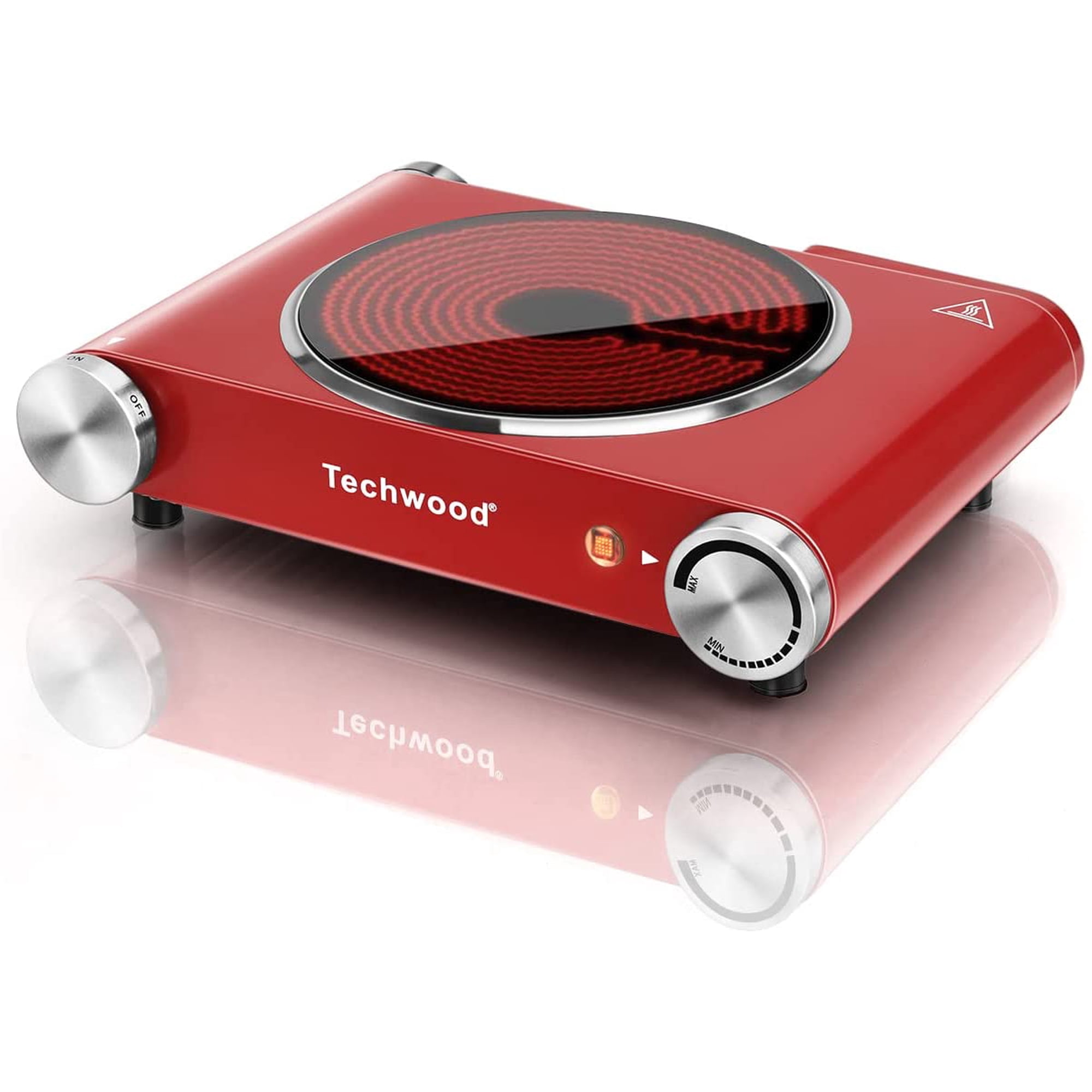 Hot Plate, Techwood Single Burner for Cooking, 1200W Portable Infrared Ceramic  Electric Stove with Adjustable Temperature, 7.1” Cooktop for Home/RV/Camp,  Compatible for All Cookwares, Red - Walmart.com