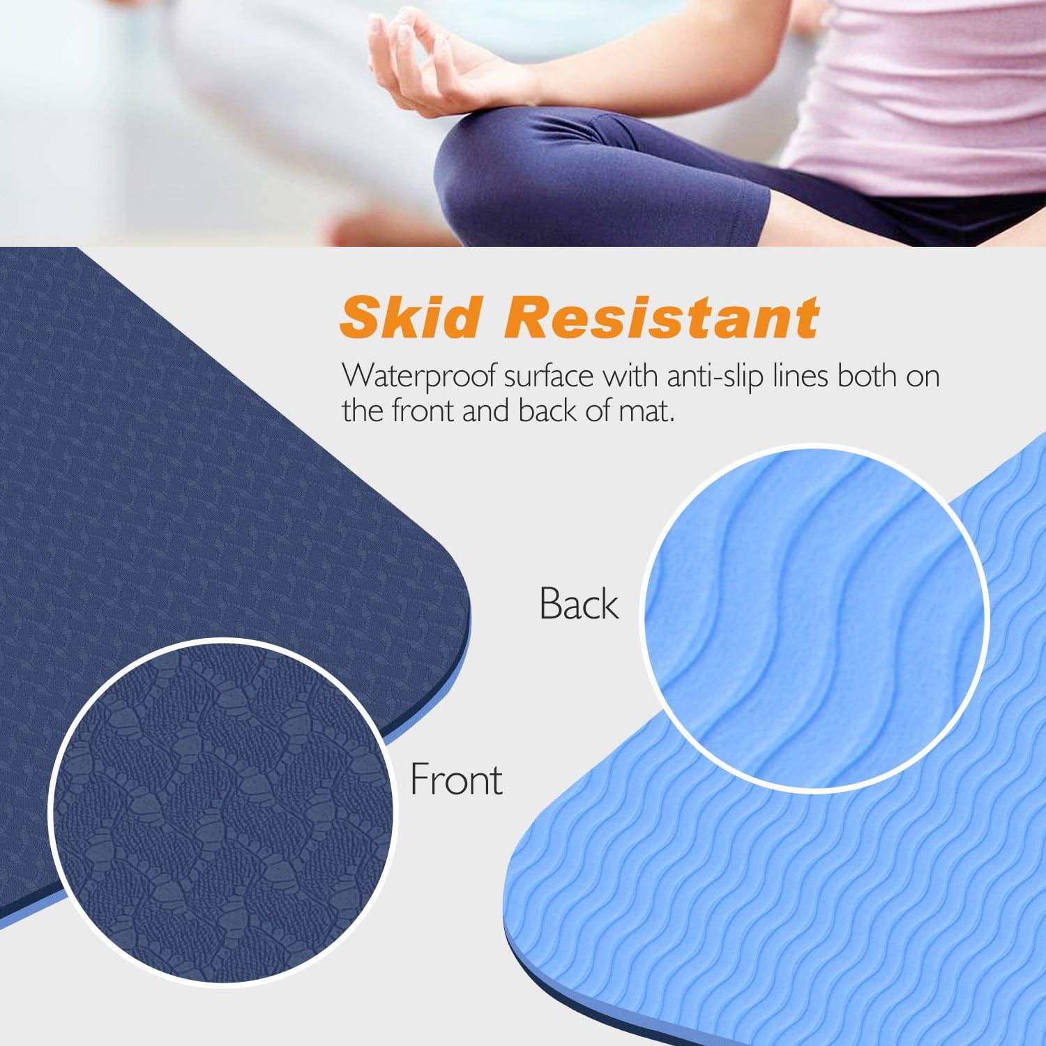 Stretching Floor /& Fitness Workouts Non-Slip Exercise Mat Pollutant-Free TPE Material,Non Slip Exercise Mat for Yoga 72L x 24W x 1//4 Inch Thick Pilates iSTONE Yoga Mat for Men /& Women