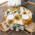 thumbnail image 3 of White Sunflower Seed Leaf Pattern Round Tablecloth 60"x60",Wrinkle Wipeable Table Cloth for Kitchen Dining Room Picnic Patio Party, 3 of 6