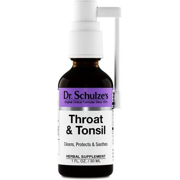 Dr. Schulze's Throat & Tonsil | Cool, Soothe & Protect | Herbal Supplement | Vegan & Kosher | Powerful & Effective | Easy Spray Nozzle | 1 oz Bottle