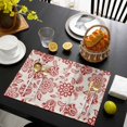 thumbnail image 3 of Red Flower Placemats Set of 6, Farmhouse Pastoral Vintage Ethnic Floral Placemats for Dining Table, Place Mats for Kitchen Tabletop, Waterproof Wipeable Dining Table Mats Set, 3 of 9
