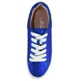 thumbnail image 4 of La Sheelah Women’s Rhinestone Platform Sneakers – Sparkly Glitter Fashion Shoes, Bling Casual Lace-Up Sneakers, Crystal Streetwear Flatform Shoes DOLCE-66 Royal Blue 7.5, 4 of 5