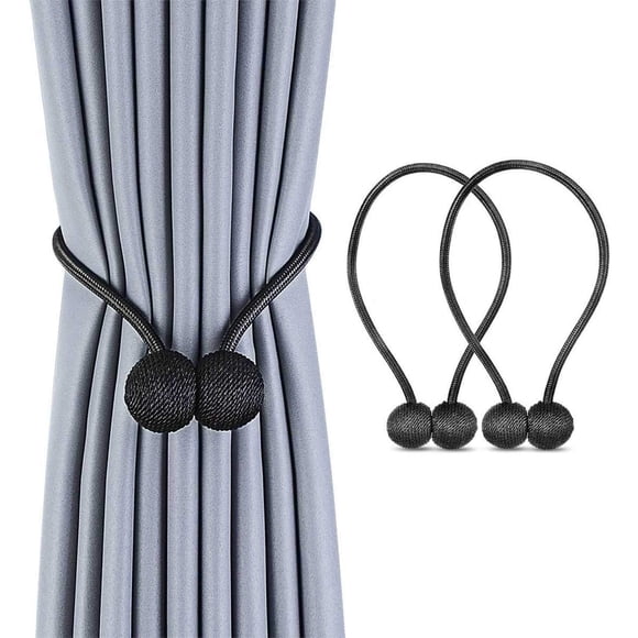 2 Pack Magnetic Curtain Tiebacks Drapery Holdbacks for Curtains, Drapes, Living Room Office Decor, No Tools Required (Beige)