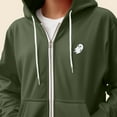 thumbnail image 5 of Dalix Ghost Embroidered Zip Hoodie Fleece Long Sleeve Pocket Warm Soft Mens in Military Green L Large, 5 of 5