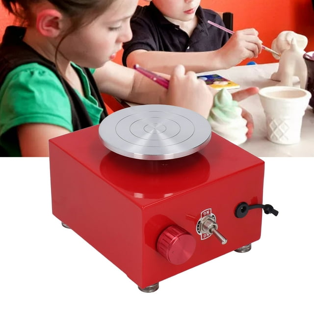 Mini Roue de Poterie, Roue de Poterie Électrique pour Enfants Petite Roue de Poterie 2000RPM Vitesse Réglable avec Clé Hexagonale de Bassin d'Eau Détachable
